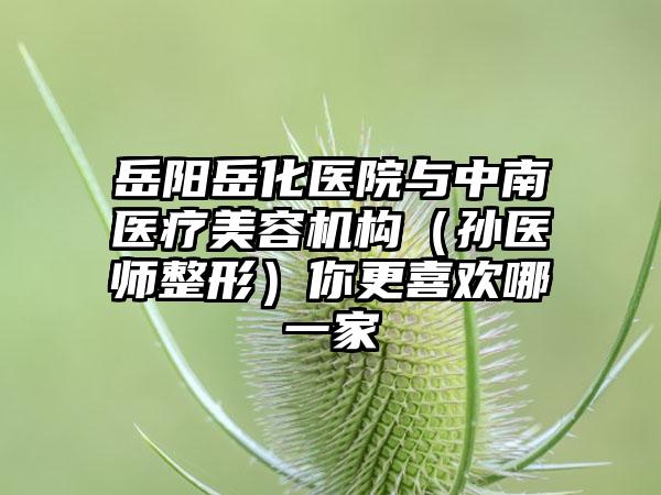 岳阳岳化医院与中南医疗美容机构（孙医师整形）你更喜欢哪一家