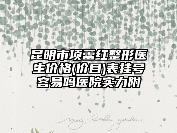 昆明市项蕾红整形医生价格(价目)表挂号容易吗医院实力附