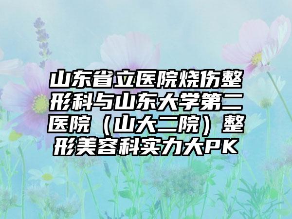 山东省立医院烧伤整形科与山东大学第二医院（山大二院）整形美容科实力大PK