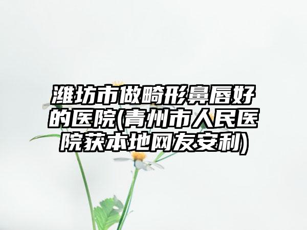 潍坊市做畸形鼻唇好的医院(青州市人民医院获本地网友安利)