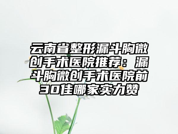 云南省整形漏斗胸微创手术医院推荐：漏斗胸微创手术医院前30佳哪家实力赞