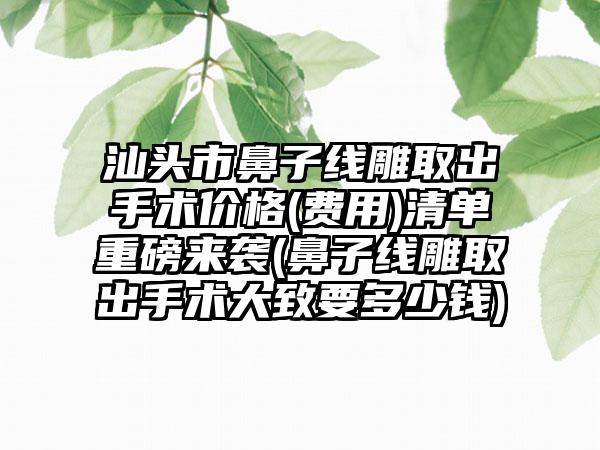 汕头市鼻子线雕取出手术价格(费用)清单重磅来袭(鼻子线雕取出手术大致要多少钱)