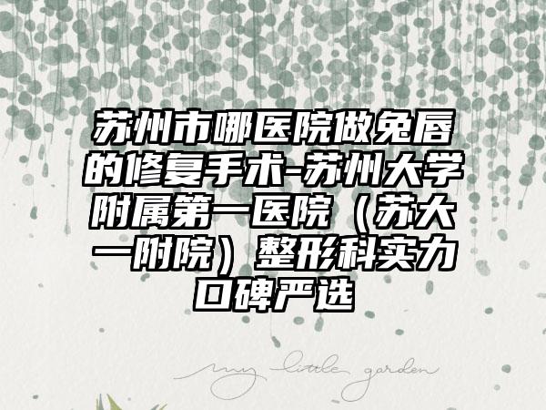 苏州市哪医院做兔唇的修复手术-苏州大学附属第一医院（苏大一附院）整形科实力口碑严选