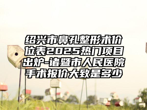绍兴市鼻孔整形术价位表2025热门项目出炉-诸暨市人民医院手术报价大致是多少