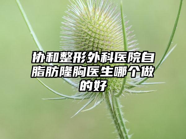 协和整形外科医院自脂肪隆胸医生哪个做的好