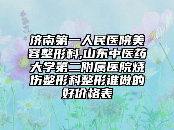 济南第一人民医院美容整形科,山东中医药大学第二附属医院烧伤整形科整形谁做的好价格表