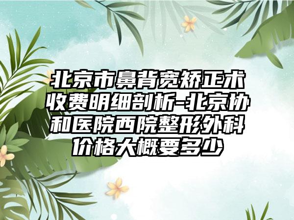 北京市鼻背宽矫正术收费明细剖析-北京协和医院西院整形外科价格大概要多少