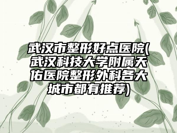 武汉市整形好点医院(武汉科技大学附属天佑医院整形外科各大城市都有推荐)