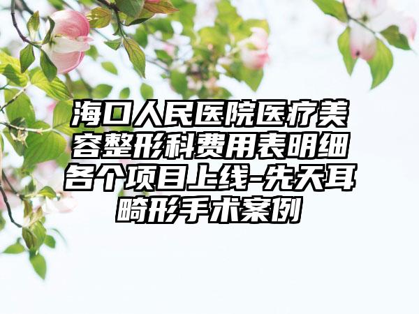 海口人民医院医疗美容整形科费用表明细各个项目上线-先天耳畸形手术案例