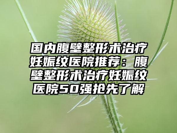 国内腹壁整形术治疗妊娠纹医院推荐：腹壁整形术治疗妊娠纹医院50强抢先了解