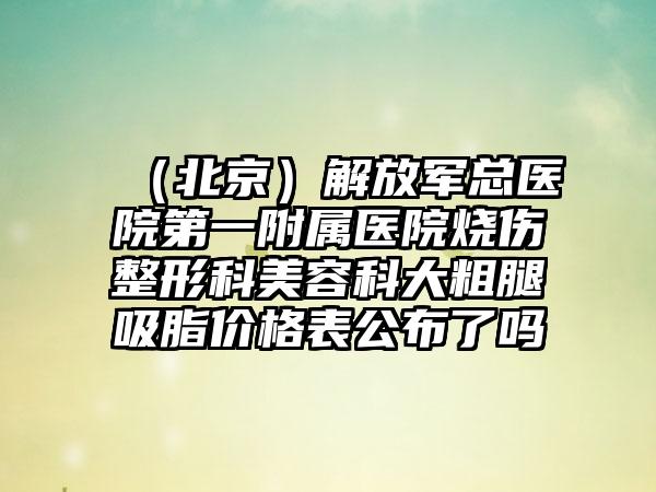 （北京）解放军总医院第一附属医院烧伤整形科美容科大粗腿吸脂价格表公布了吗