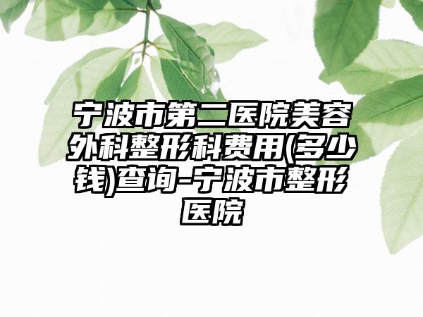 宁波市第二医院美容外科整形科费用(多少钱)查询-宁波市整形医院