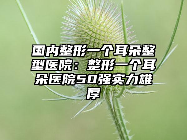 国内整形一个耳朵整型医院：整形一个耳朵医院50强实力雄厚