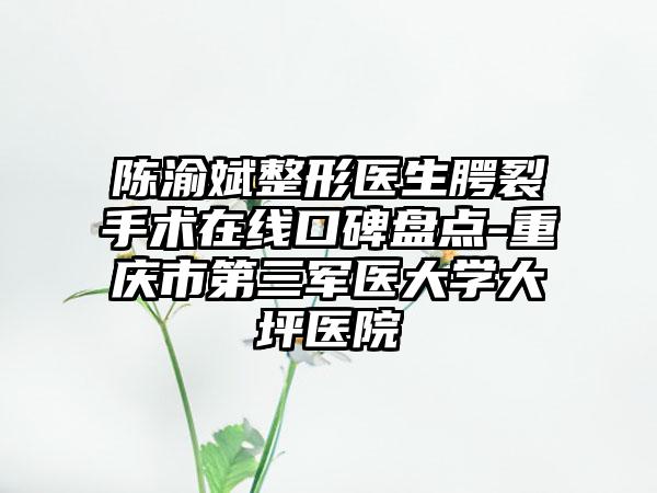 陈渝斌整形医生腭裂手术在线口碑盘点-重庆市第三军医大学大坪医院