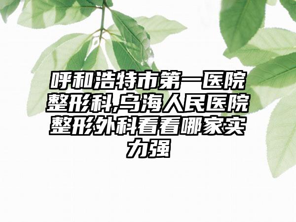 呼和浩特市第一医院整形科,乌海人民医院整形外科看看哪家实力强