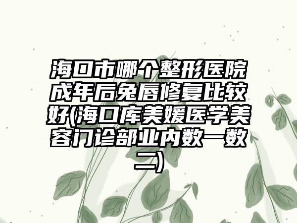 海口市哪个整形医院成年后兔唇修复比较好(海口库美媛医学美容门诊部业内数一数二)