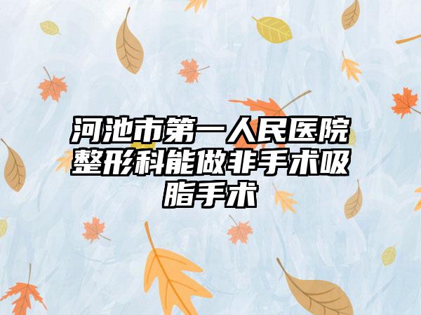 河池市第一人民医院整形科能做非手术吸脂手术