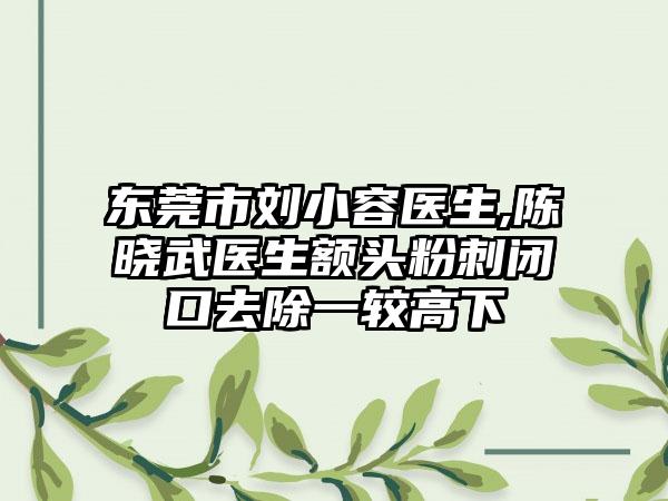 东莞市刘小容医生,陈晓武医生额头粉刺闭口去除一较高下