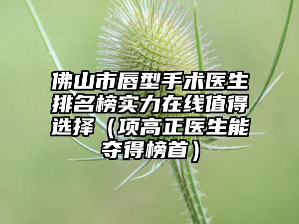 佛山市唇型手术医生排名榜实力在线值得选择（项高正医生能夺得榜首）