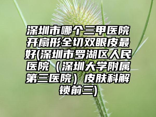 深圳市哪个三甲医院开扇形全切双眼皮最好(深圳市罗湖区人民医院（深圳大学附属第三医院）皮肤科解锁前三)