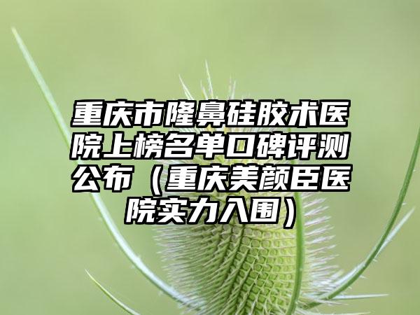 重庆市隆鼻硅胶术医院上榜名单口碑评测公布（重庆美颜臣医院实力入围）