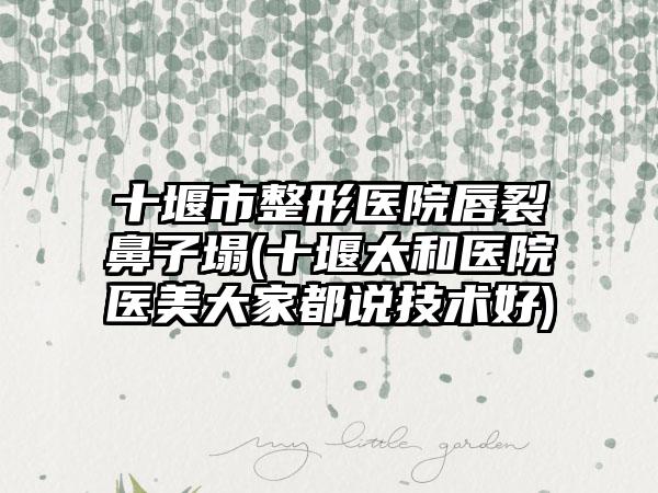 十堰市整形医院唇裂鼻子塌(十堰太和医院医美大家都说技术好)