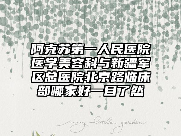 阿克苏第一人民医院医学美容科与新疆军区总医院北京路临床部哪家好一目了然