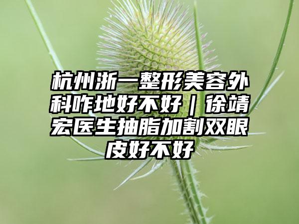 杭州浙一整形美容外科咋地好不好｜徐靖宏医生抽脂加割双眼皮好不好