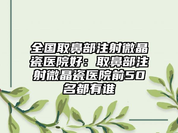 全国取鼻部注射微晶瓷医院好：取鼻部注射微晶瓷医院前50名都有谁