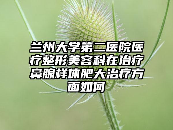 兰州大学第二医院医疗整形美容科在治疗鼻腺样体肥大治疗方面如何