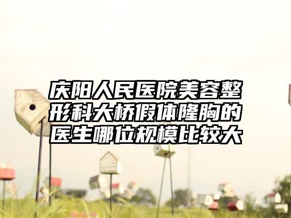 庆阳人民医院美容整形科大桥假体隆胸的医生哪位规模比较大