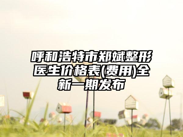 呼和浩特市郑斌整形医生价格表(费用)全新一期发布