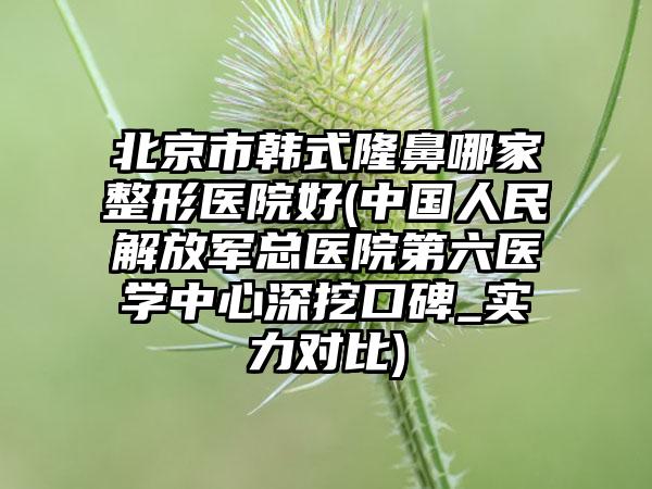 北京市韩式隆鼻哪家整形医院好(中国人民解放军总医院第六医学中心深挖口碑_实力对比)