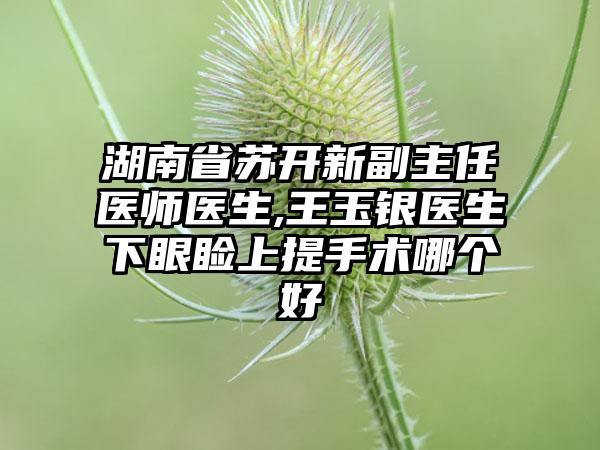 湖南省苏开新副主任医师医生,王玉银医生下眼睑上提手术哪个好