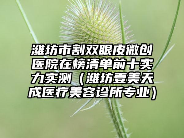 潍坊市割双眼皮微创医院在榜清单前十实力实测(潍坊壹美天成医疗美容诊所专业)