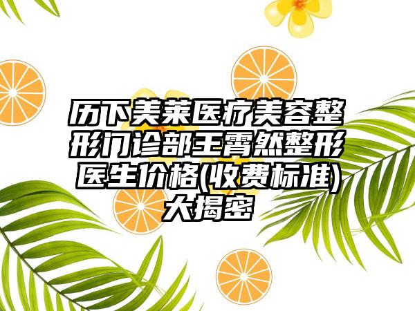 历下美莱医疗美容整形门诊部王霄然整形医生价格(收费标准)大揭密