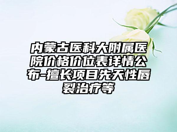 内蒙古医科大附属医院价格价位表详情公布-擅长项目先天性唇裂治疗等