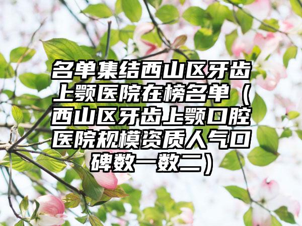 名单集结西山区牙齿上颚医院在榜名单（西山区牙齿上颚口腔医院规模资质人气口碑数一数二）