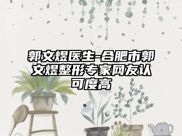 郭文煜医生-合肥市郭文煜整形专家网友认可度高