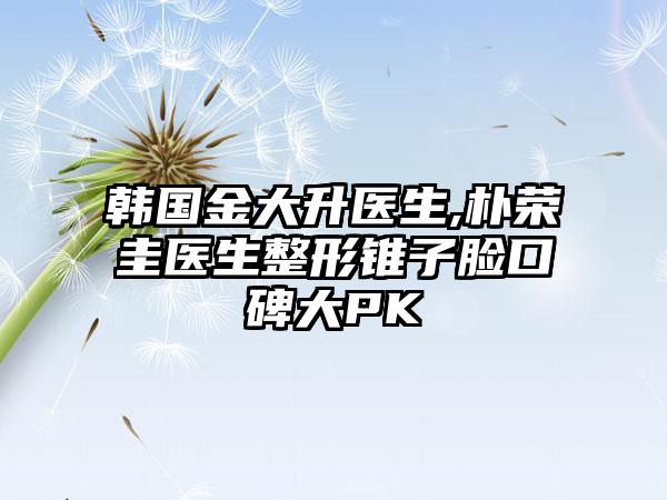 韩国金大升医生,朴荣圭医生整形锥子脸口碑大PK