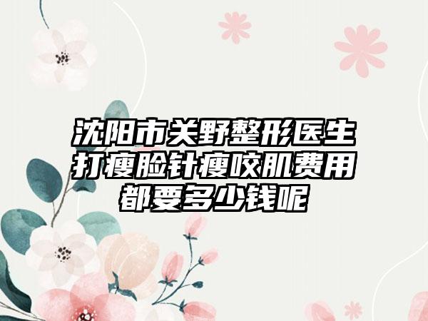 沈阳市关野整形医生打瘦脸针瘦咬肌费用都要多少钱呢
