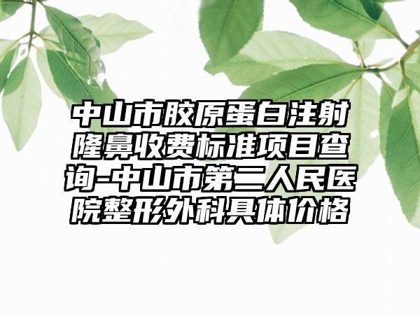 中山市胶原蛋白注射隆鼻收费标准项目查询-中山市第二人民医院整形外科具体价格