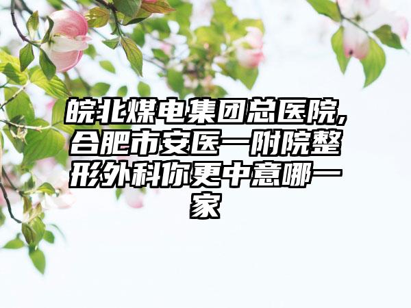 皖北煤电集团总医院,合肥市安医一附院整形外科你更中意哪一家