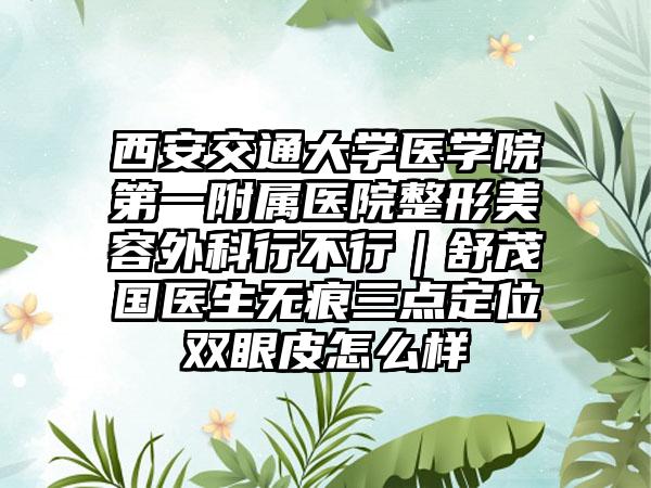 西安交通大学医学院第一附属医院整形美容外科行不行|舒茂国医生无痕三点定位双眼皮怎么样