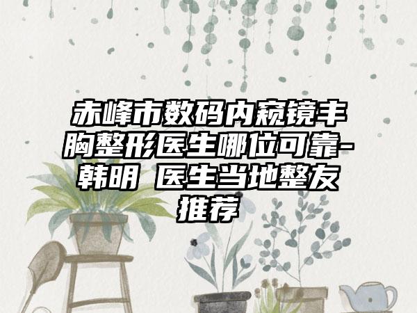 赤峰市数码内窥镜丰胸整形医生哪位可靠-韩明玥医生当地整友推荐