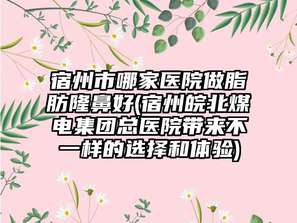 宿州市哪家医院做脂肪隆鼻好(宿州皖北煤电集团总医院带来不一样的选择和体验)