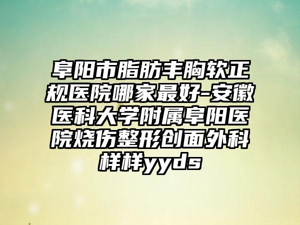 阜阳市脂肪丰胸软正规医院哪家最好-安徽医科大学附属阜阳医院烧伤整形创面外科样样yyds