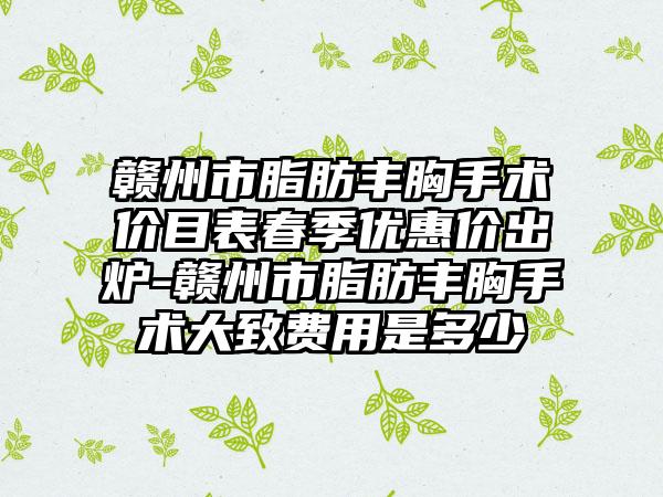 赣州市脂肪丰胸手术价目表春季优惠价出炉-赣州市脂肪丰胸手术大致费用是多少