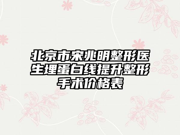 北京市宋兆明整形医生埋蛋白线提升整形手术价格表