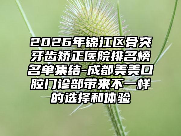 2026年锦江区骨突牙齿矫正医院排名榜名单集结-成都美美口腔门诊部带来不一样的选择和体验